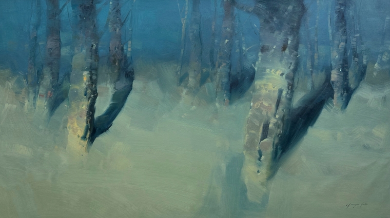 Moon Trees, Original oil Painting, Handmade artwork, One of a Kind                  